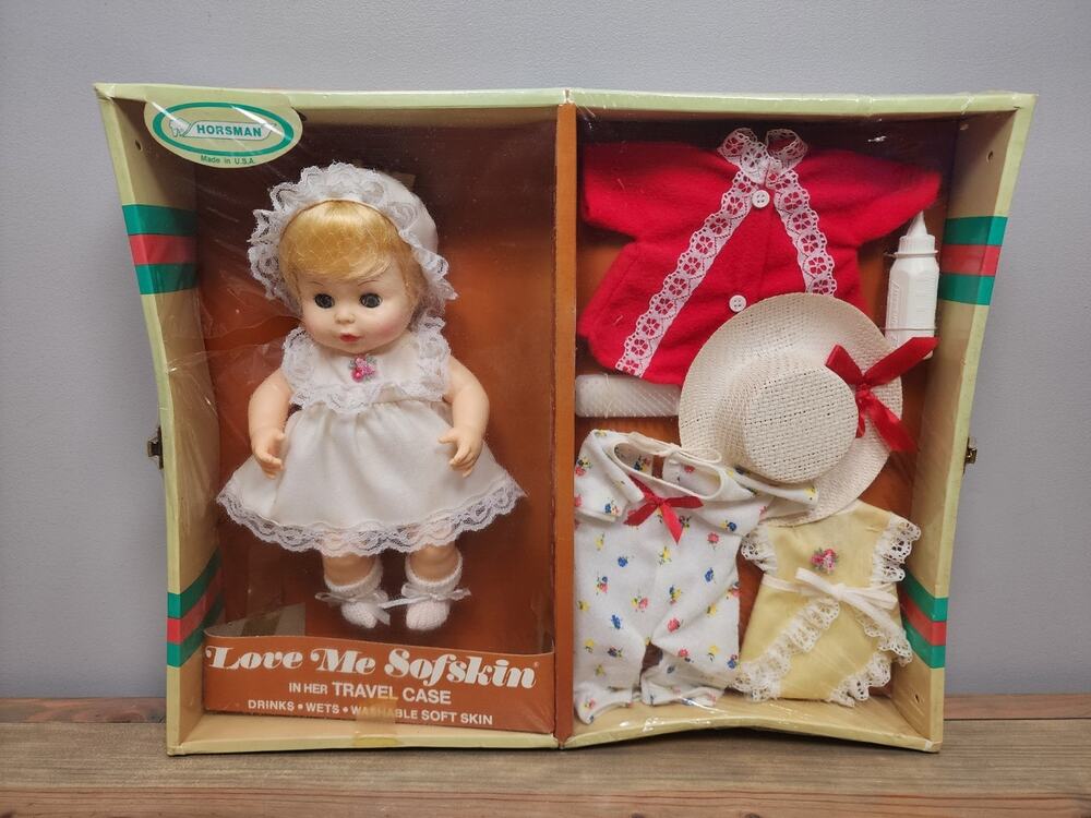 Horsman Love Me Sofskin in Her Travel Case Doll - NRFB 1970's